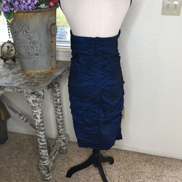 Betsy & Adam Royal Blue Taffeta Strapless Body-con Dress - Picture 5 of 12